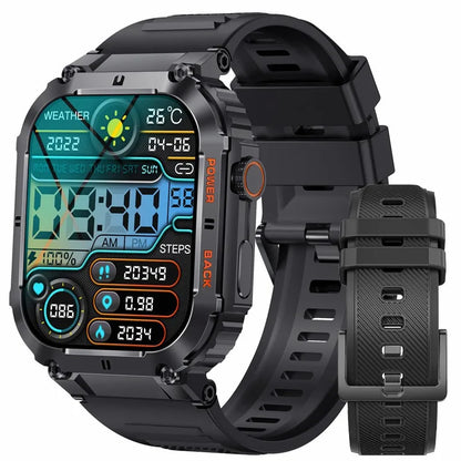 Outdoor Sports Fitness Smartwatch for Men 1.96 Inch Screen Bluetooth Calling Waterproof Watches Blood Oxygen Reloj Hombre
