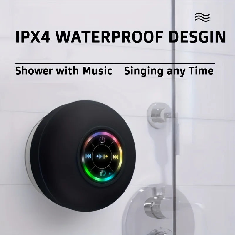 Waterproof Wireless Bluetooth Speaker with Large Suction Cup - Portable Mini Stereo for Outdoor Sports and Bathroom Use